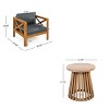 3 PCS Patio Seating Set, 2 Club Armrest Chairs and 1 Round Coffee Table, Acacia Wood Frame Chairs with Polyester Cushion-Coolbibila - 4 of 4