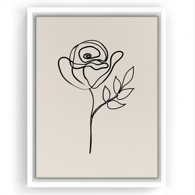 Americanflat - 16x20 Floating Canvas White - Minimalist Flower Line ...