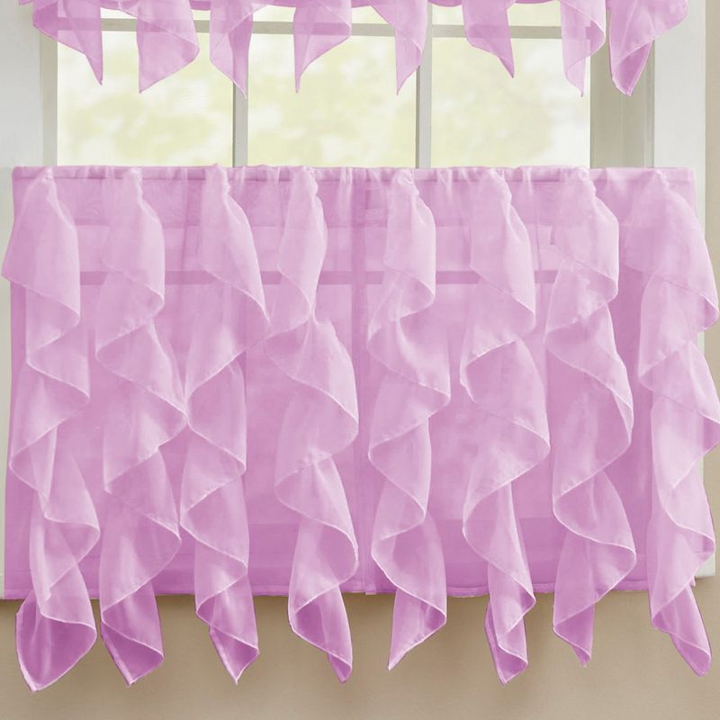 Sweet Home Collection | Sheer Voile Vertical Ruffle Window Kitchen Curtain, 2 of 4