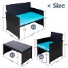FIONECA Deluxe 4-Piece Patio Furniture Set ¨C Black Rattan Outdoor Conversation Set with Light Blue Cushions & Table - 3 of 4