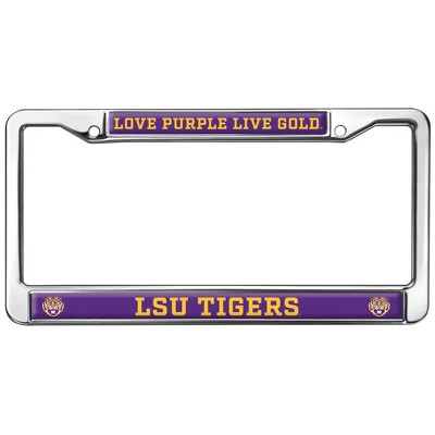 LSU Love Purple Love Gold Full Size Standard License Plate Metal Frame