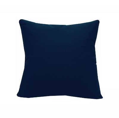 Navy and White Embroidered Square Outdoor Pillow