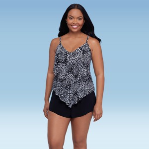 Trimshaper Women's Ronnie Two Tier Ruffle Tankini Swimsuit Top - 1 of 3