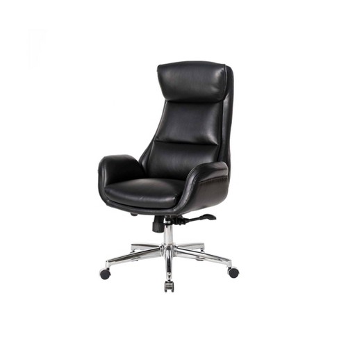 Mid Century Modern Bonded Leather Gaslift Adjustable Swivel Office Chair  Cream - Glitzhome