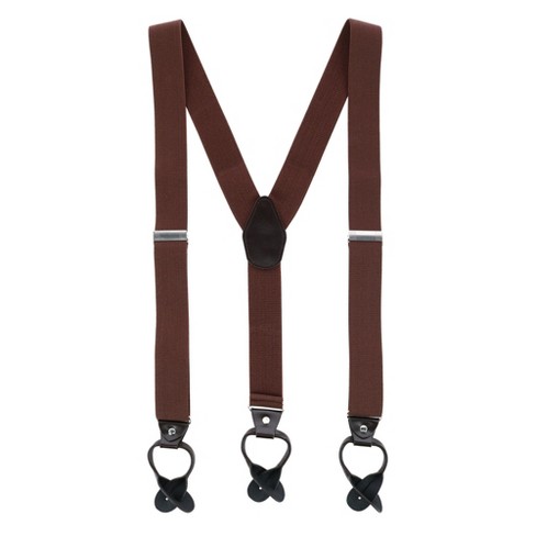 Leather Bucklestrap Button-On Suspenders - 1 Inch Wide 