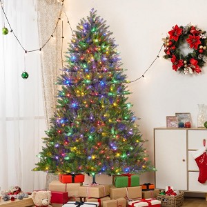 4.5/6/7.5/9FT Pre-Lit Artificial Christmas Tree, 200 Lights, PVC Branches, Foot Pedal & Hinged Stand for Easy Setup - 1 of 4