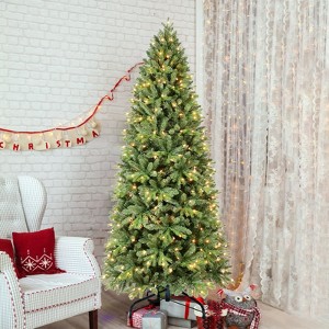 NicBex 8ft Prelit Artificial Christmas Tree with 1850 Branch Tips, 600 Lights and Metal Stand for Decoration - 1 of 4