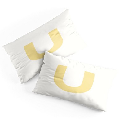 Deny Designs King April Lane Art Block Yellow Monogram U Microfiber Printed Pillow Sham
