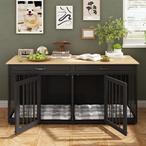 Famapy Dog Crate 72.4" Furniture Style Design Dog Crate with Drawers and Dividers Functional & Tailored for Your Furry Friends - 1 of 4