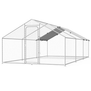 XBRIGH Large Metal Chicken Coop Walk-in Poultry Cage Chicken Run Pen Duck House with Waterproof and Anti-Ultraviolet for Outdoor Farm Use Spire Roof - 1 of 4
