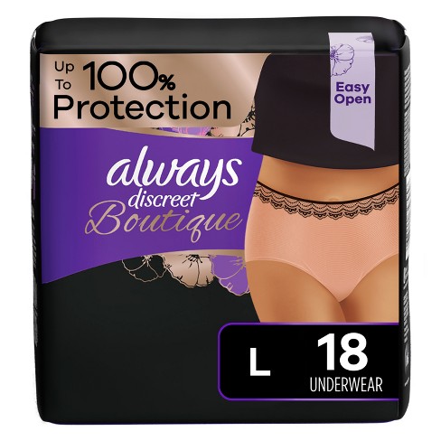Always Discreet Boutique Maximum Protection Adult Incontinence Underwear  For Women - Peach - L - 18ct : Target