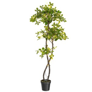 Jojoka Artificial Olive Tree with LED Lights, Handcrafted Trunk, Indoor UV Resistant Fake Plant for Home Office Apartment Decor - 1 of 4