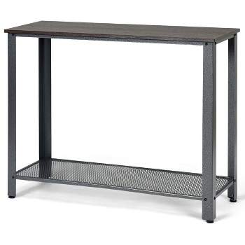 Costway Console Sofa Table W/ Storage Shelf Metal Frame Wood Look Entryway Table SilverBlack