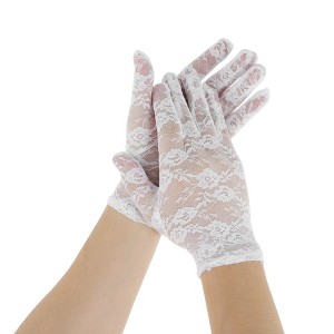 Unique Bargains Women's Flower Hollow Sunblock Mittens 1 Pair - 1 of 4