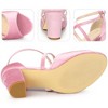 Perphy Women's Criss Cross Strap Faux Velvet Open Toe Block Heel Sandals - 3 of 4