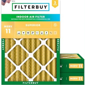Filterbuy 19.25x23.25x4 Air Filter (3-Pack), Pleated MERV 11 Allergen Defense Replacement HVAC AC Furnace Filters (Actual Size: 19.25 x 23.25 x 3.63) - 1 of 4