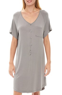 Adr Women's Raglan Sleep Shirt, Short Sleeve Nightshirt, Lightweight  Nightgown Steel Gray Small : Target