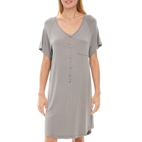Adr Women's Raglan Sleep Shirt, Short Sleeve Nightshirt, Lightweight  Nightgown Steel Gray Small : Target