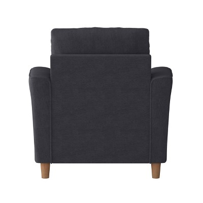Flared Arm Dark Gray Microfiber Accent Chair with Wood Frame