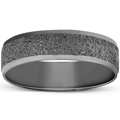 Pompeii3 Mens 10K Black Gold Textured Wedding Band