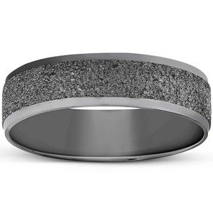 Pompeii3 Mens 10K Black Gold Textured Wedding Band - 1 of 4