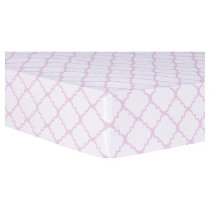 Trend Lab Orchid Bloom Fitted Crib Sheet - Quatrefoil, White