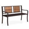 Costway Patio Garden Bench Steel Frame Rattan Backrest Park Yard Outdoor Porch Furniture - 2 of 4