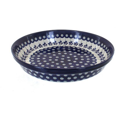 Blue Rose Polish Pottery Flowering Peacock Pie Dish