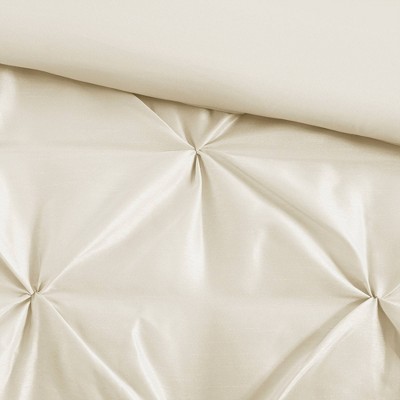 Ivory Full 7-Piece Tufted Comforter Set with Stripes
