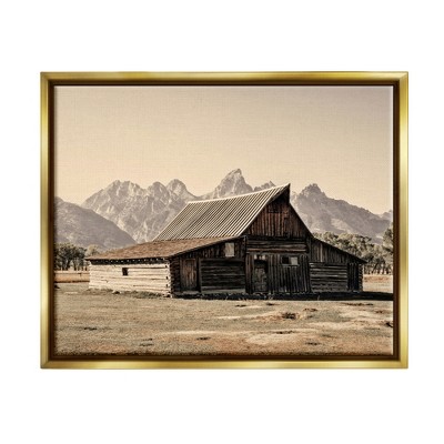 Stupell Industries Rural Cabin Nature Mountain PeaksFloater Canvas Wall Art