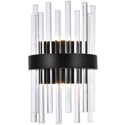 Elegant Lighting Dallas 8 inch crystal bath sconce in black