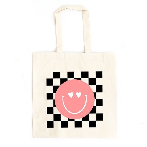 City Creek Prints Valentines Pink Smiley Canvas Tote Bag - 15x16 - Natural - 1 of 2