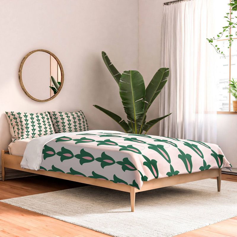 Deny Designs Maritza Lisa Retro Green Floral Comforter Set Green, 2 of 4