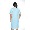 Dreamcrest Womens Short Sleeve Duster, Seersucker Gingham Housecoat/Women Sleepwear Embroidered Snap Front Nightgown - 2 of 2