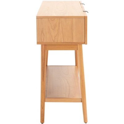 Natural Wood and Rattan 47" Console Table with Storage