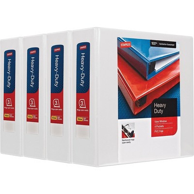 Staples 3" 3-Ring View Binders White 4/Carton (24693CT) 56265CT/24693CT