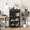 Black 4-Tier Metal Storage Display Cabinet with Glass Doors and Flip Top,Freestanding Sideboard for Living Room,Kitchen-Baofuwish - 2 of 4