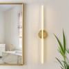 LLHZSY Minimalist Linear LED Vanity Light Dimmable Metal Gold Wall Light Sconce - 30 7/10"-3000K - 2 of 4