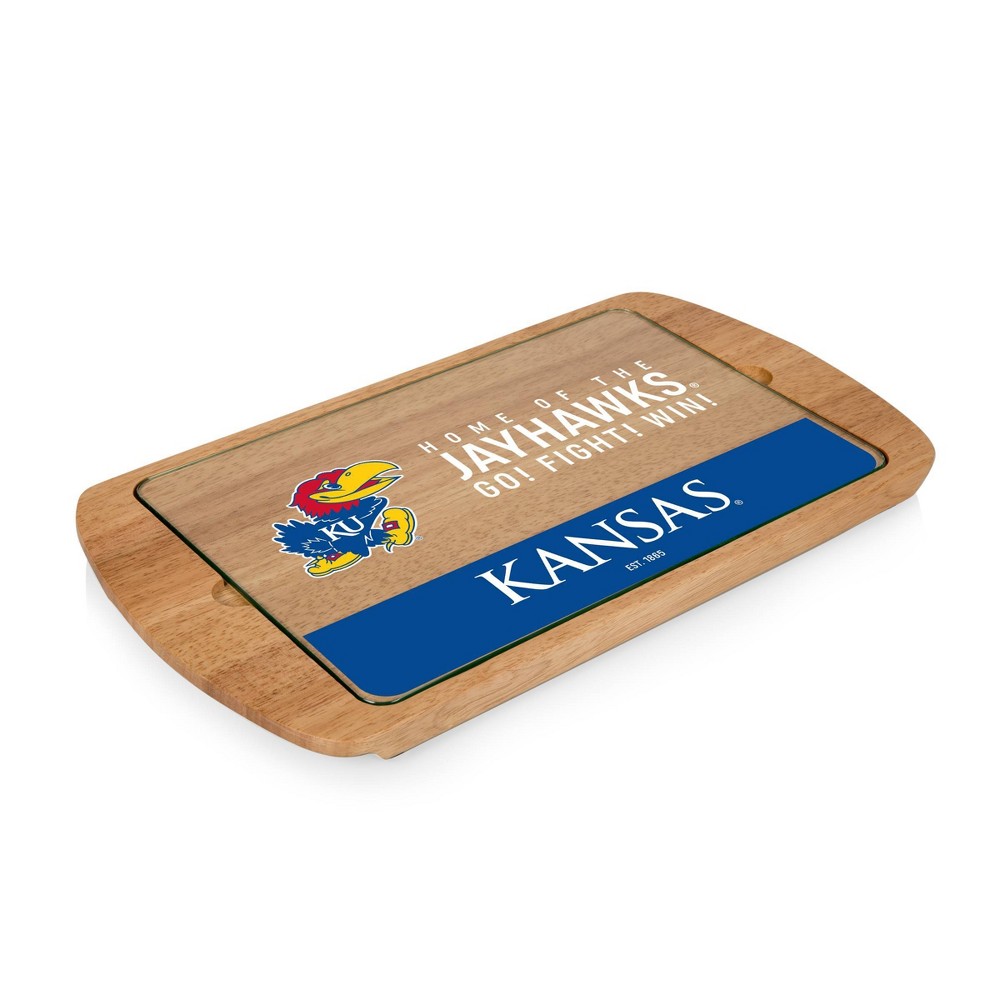 Photos - Serving Pieces NCAA Kansas Jayhawks Parawood Billboard Glass Top Serving Tray