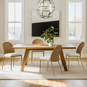 Rattan Back Dining Chair Set Of 4 ,Modern Dining Chair With Upholstered Seat Design Kictien Chair For Diningroom-Tanpinhause - 1 of 4