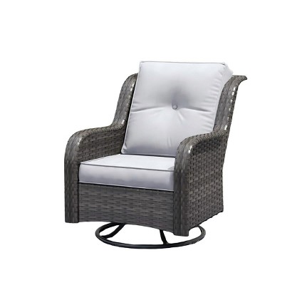 Outdoor Woven Rattan Swivel Chair, 360-Degree Rotating Patio Lounge Chair for Garden, Balcony, and Poolside