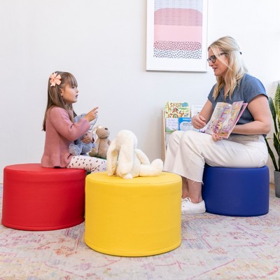 SoftZone Assorted Round Foam Ottomans Set, 4-Piece