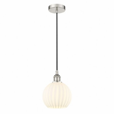 White Venetian - 1 Light Cord Hung Mini Pendant In Modern Style-10 Inches Tall and 8 Inches Wide