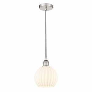 Innovations Lighting White Venetian 1 - Light Pendant in  Polished Nickel - 1 of 1