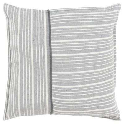 HomeRoots 20" Gray And Ivory Cotton Throw Pillow