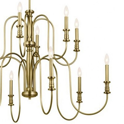 Karthe 42" Natural Brass 12-Light Candle Chandelier