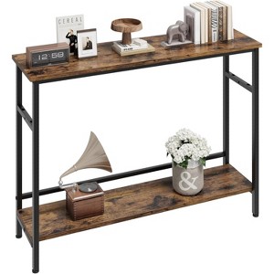 Console Table, Block Entryway Table with Storage, 39.3”Narrow Sofa Table with Adjustable Shelf, Behind Couch for Living Room, Bedroom - 1 of 4