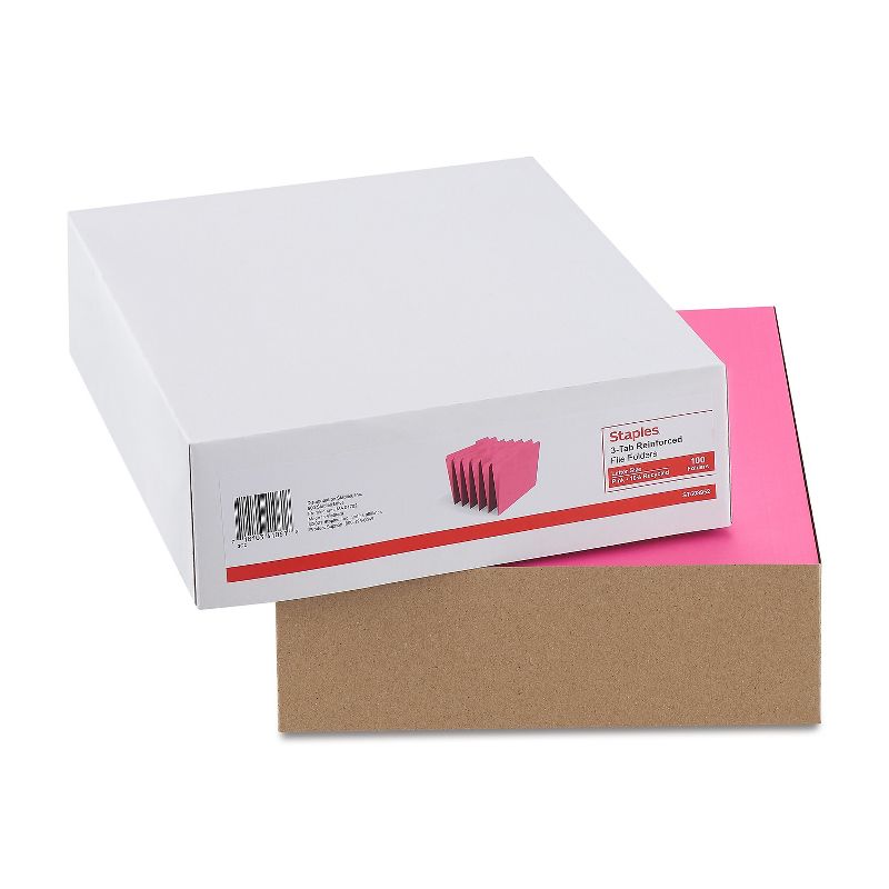 HITOUCH BUSINESS SERVICES Reinforced File Folders 1/3 Cut Letter Size Pink 100/Box TR508952/508952, 4 of 5