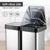 2x8 Gallon Dual Compartment Trash Can, Stainless Steel Garbage Can with 2 Separate Soft-Close Lids for Kitchen Office Bathroom, Without Inner Bucket - 2 of 4