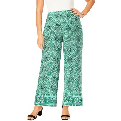 Jessica London Women's Plus Size Everyday Stretch Knit Wide Leg Pant